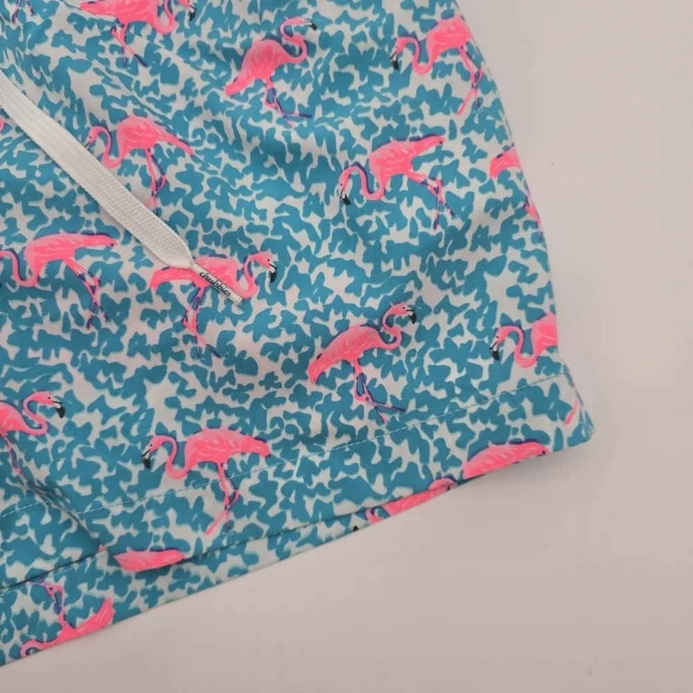 Chubbies Swim Trunks Mens Pink Blue Domingos Flamingos Boxer Shorts Liner